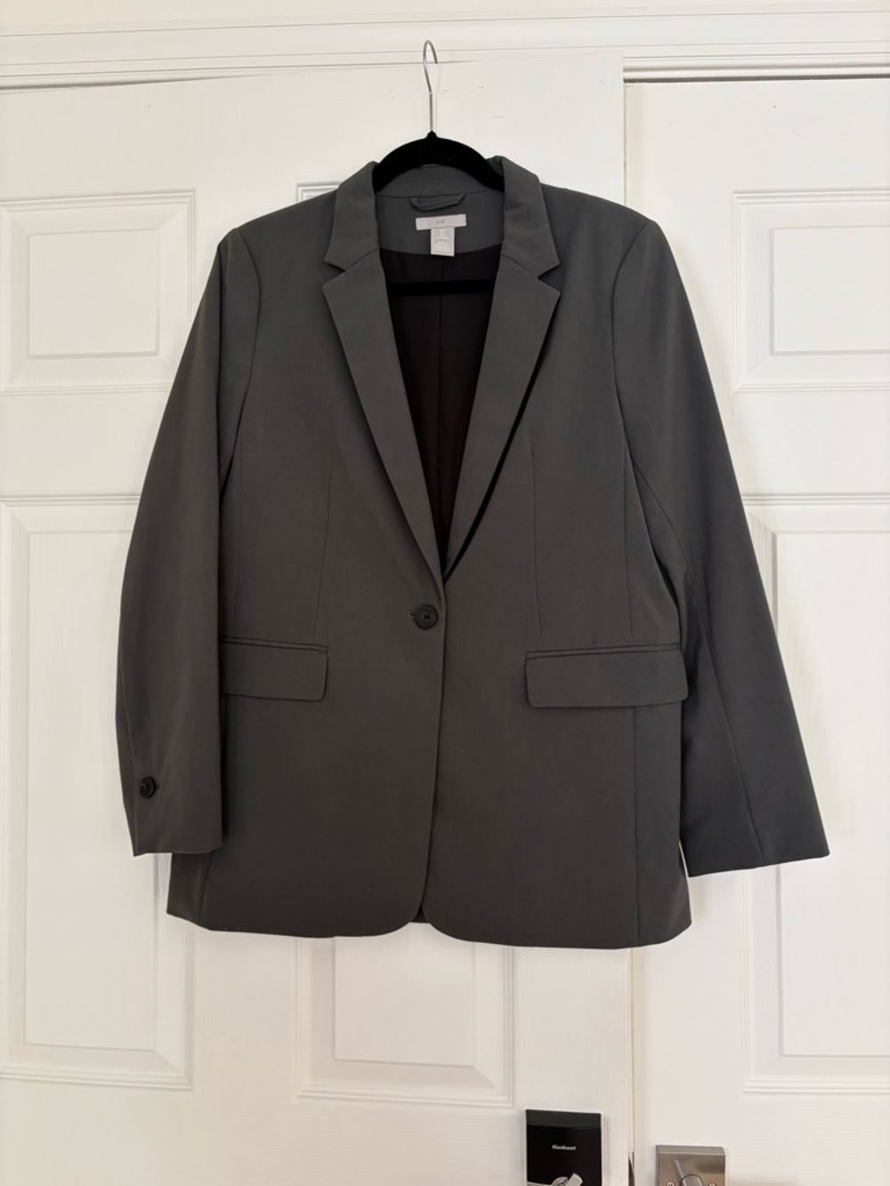 Classic Single-Button Dark Gray Blazer